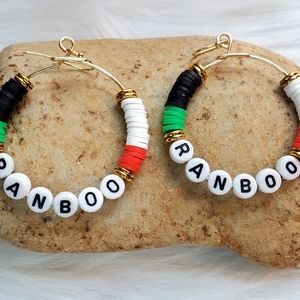 Handmade heishi beads hoop earrings